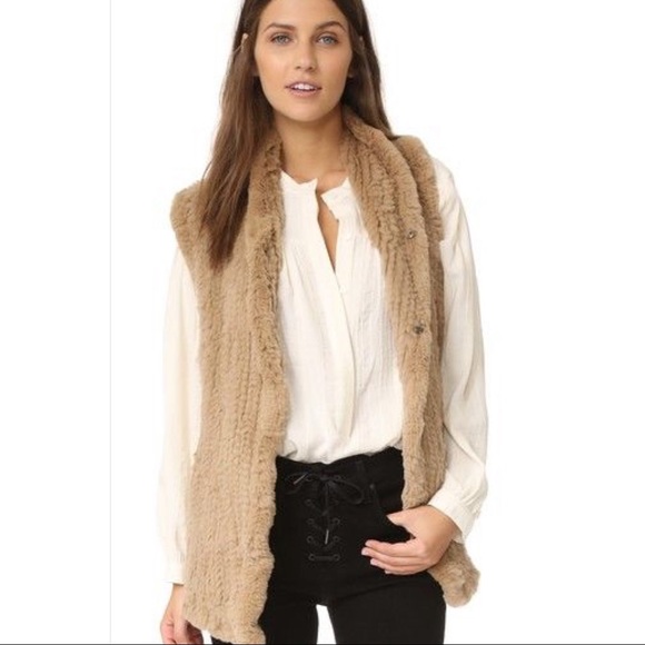 june Jackets & Blazers - Camel Color Fur Vest